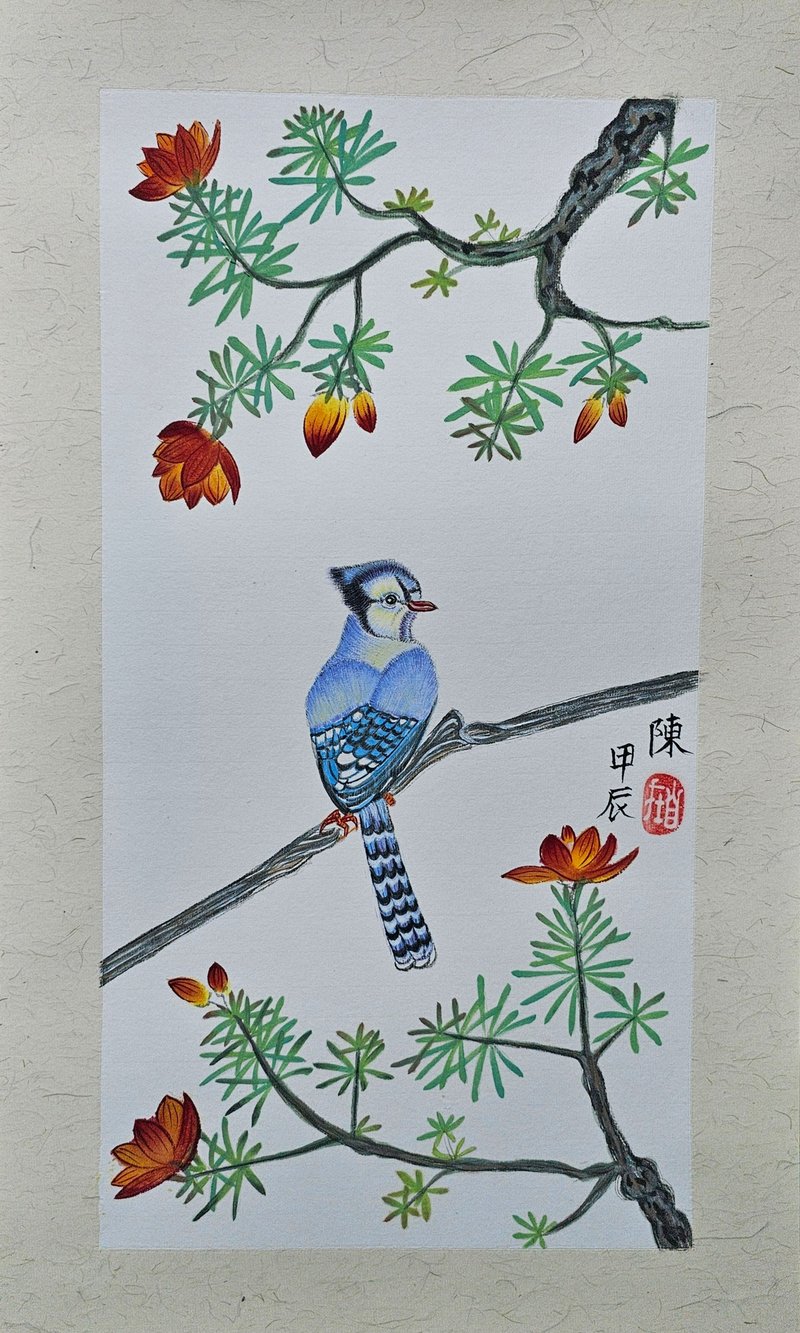 3. 松树小鸟金奖 圣诞生日礼物 手绘原创花鸟水彩画 浪漫治愈 装 - 海报/装饰画/版画 - 纸 多色