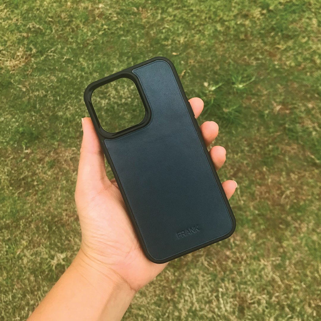 【iPhone 手机壳】深蓝色枥木牛皮/防摔/多款型号/定制化印字 - 手机壳/手机套 - 真皮 蓝色