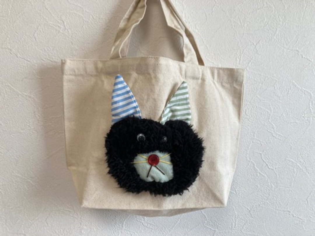 Fluffy black cat bag - 手提包/手提袋 - 棉 