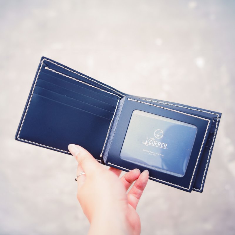 12卡相片短夹 | 手缝皮革完成品 | BSP075 - 皮夹/钱包 - 真皮 蓝色