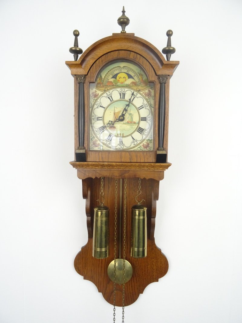 古董复古弗里斯兰荷兰座钟 8 日链（Warmink Wuba 时期） - 时钟/闹钟 - 木头 咖啡色