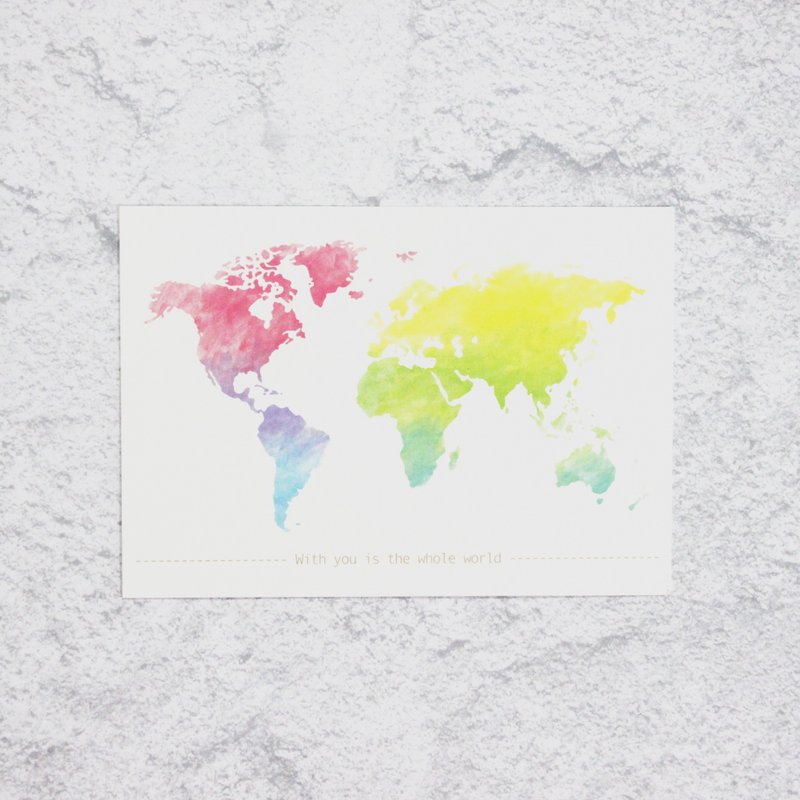 彩色世界地图明信片/卡片 - 卡片/明信片 - 纸 多色