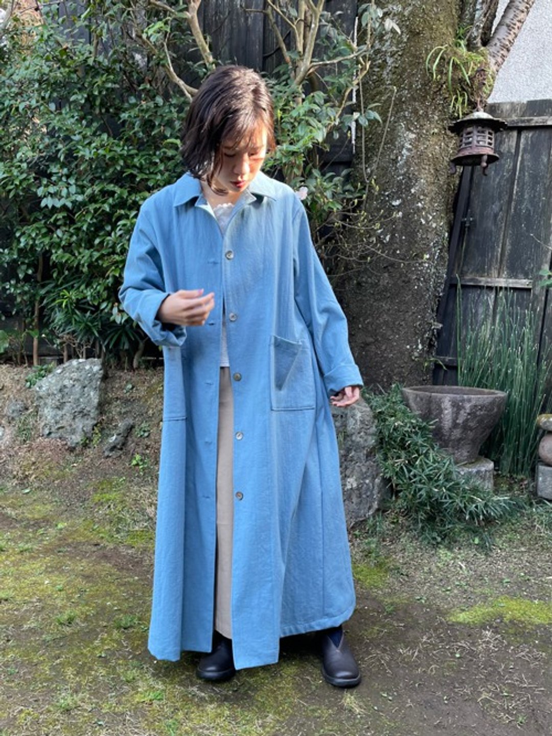 long cotton Linen coat - 女装休闲/机能外套 - 棉 