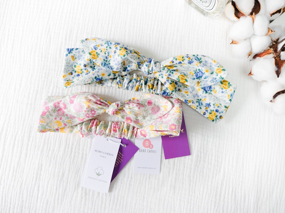 英国LIBERTY FABRICS手工蝴蝶结发带(宝宝/儿童尺寸) - 婴儿帽/发带 - 棉 粉红色