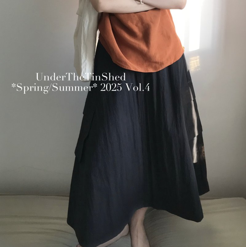 限量日本晒布 工装口袋半身裙 可客製 - 裙子 - 其他材质 黑色