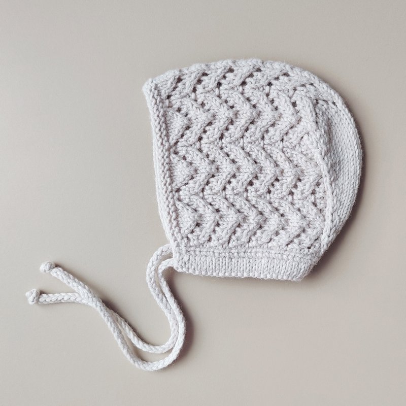 新生儿针织婴儿帽、女婴帽、复古风婴儿帽、婴儿洗澡礼物 - 婴儿帽/发带 - 棉．麻 灰色