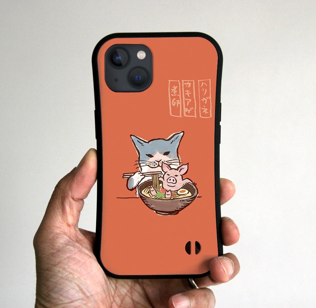 握把式 iPhone 手机壳 豚骨拉面 红砖块 - 手机壳/手机套 - 塑料 橘色