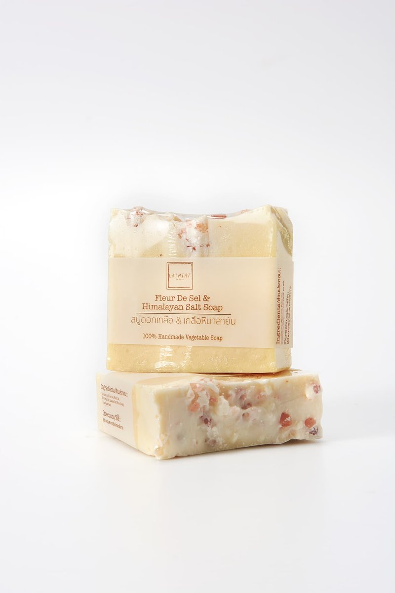 Fleur De Sel & Himalayan Salt Soap I Flower Salt Soap and Himalayan Salt - 肥皂/手工皂 - 精油 黄色