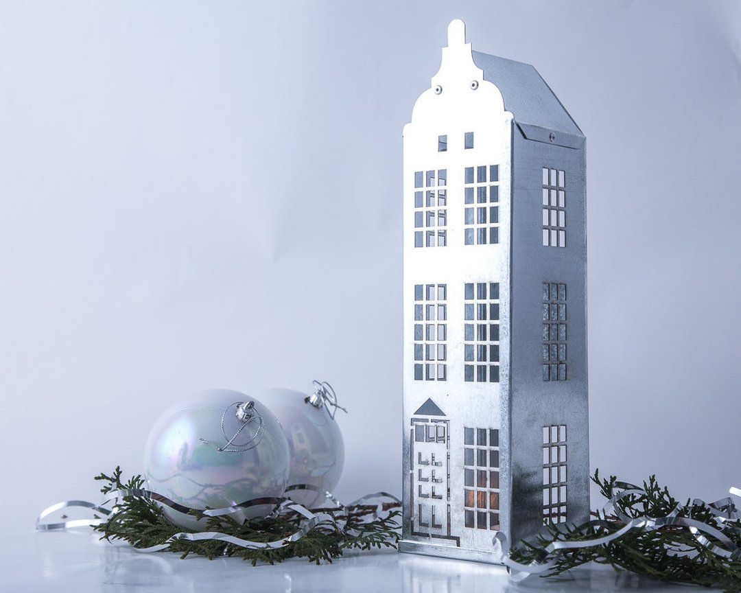 One candle holder // Lantern // Tin house Amsterdam// FREE SHIPPING WORLDWIDE // - 蜡烛/烛台 - 其他金属 银色