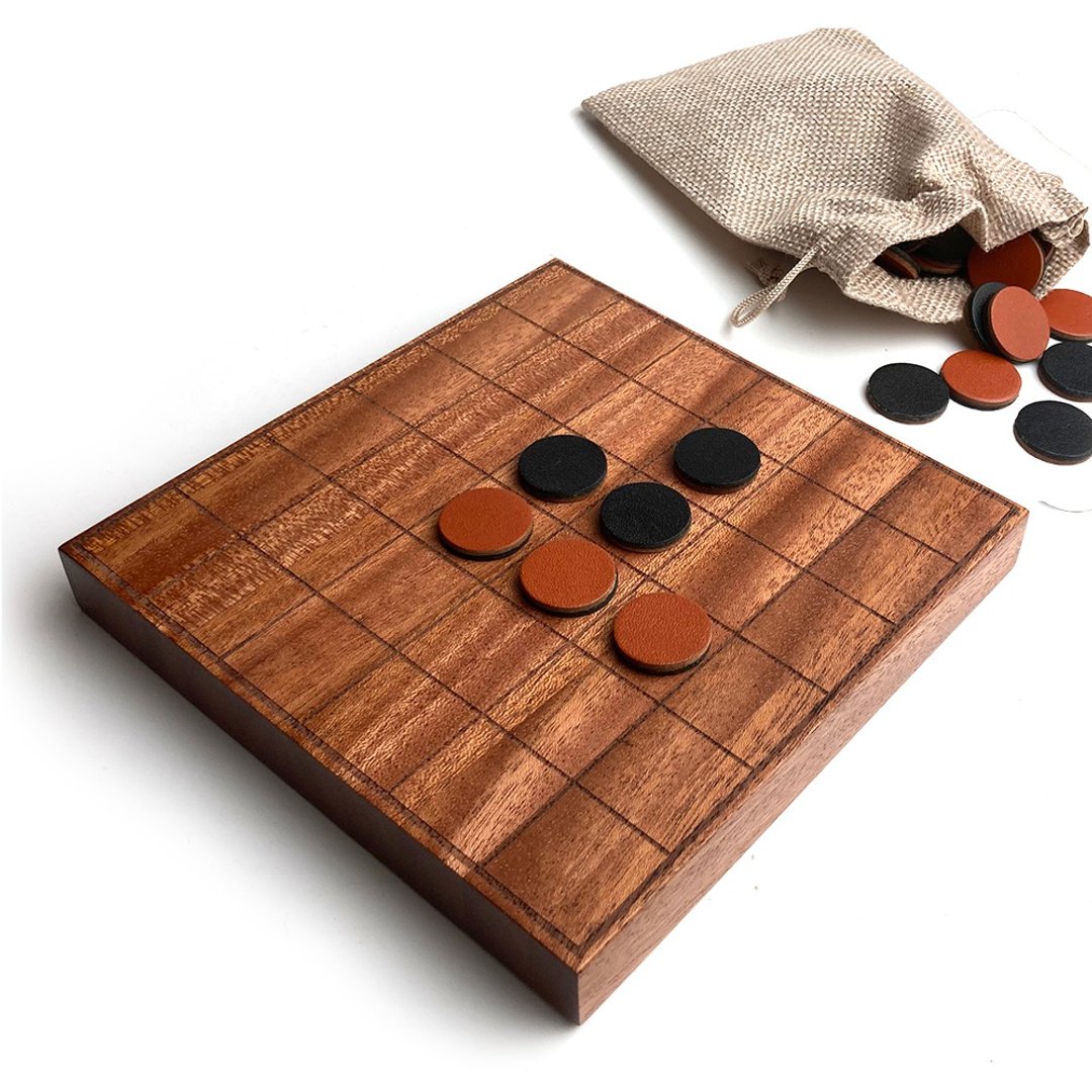 木材和皮革 36 块黑白棋 - 桌游/玩具 - 木头 咖啡色