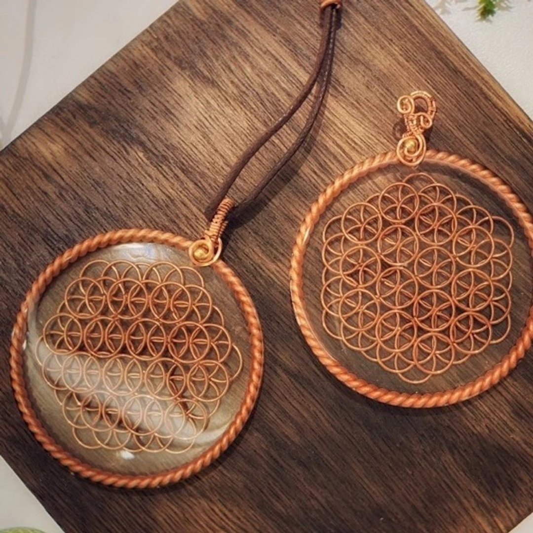 纯铜生命之花奥刚项链 Orgonite - 项链 - 铜/黄铜 咖啡色