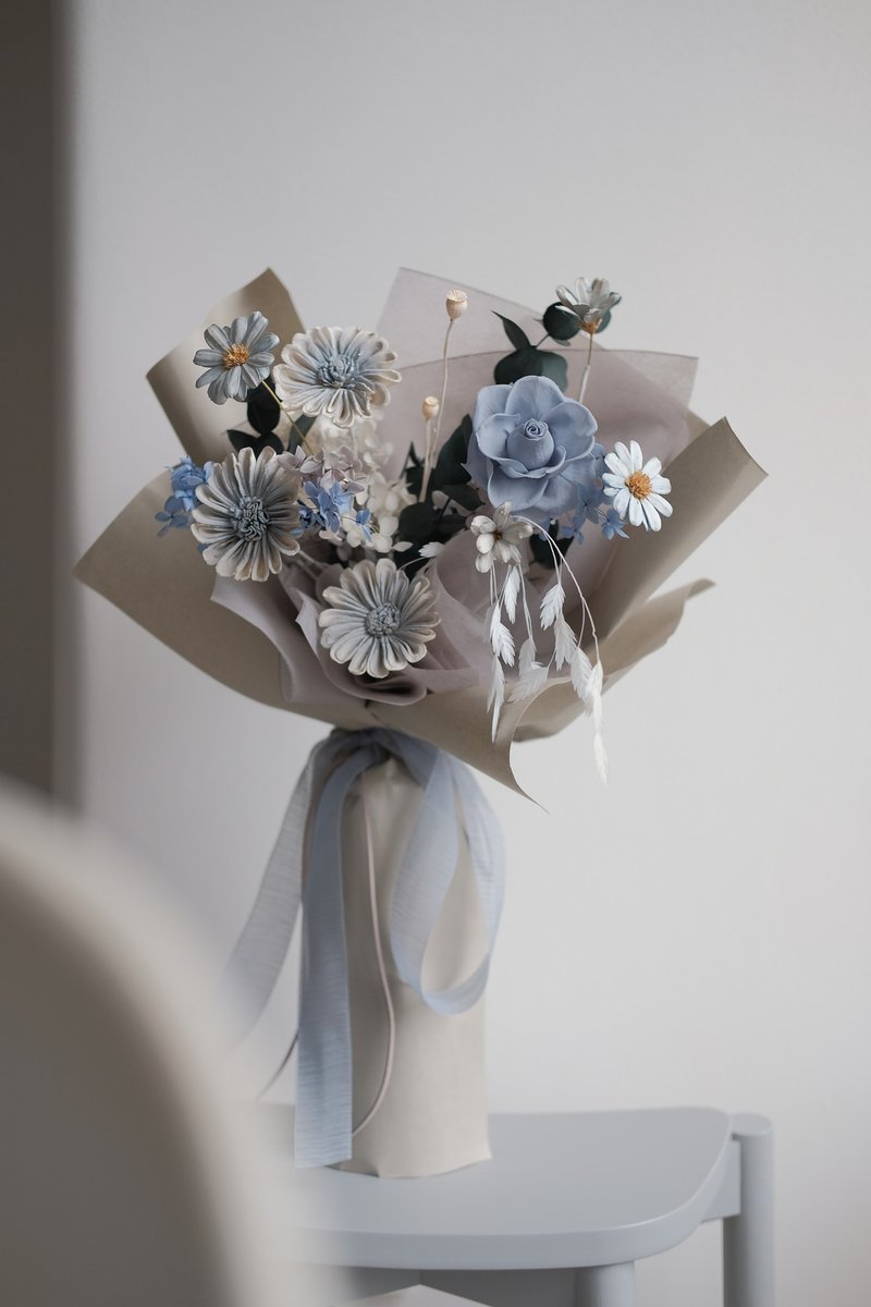 2025 毕业不凋花蓝色花束 礼物 女友 男友礼物 - 干燥花/捧花 - 植物．花 蓝色