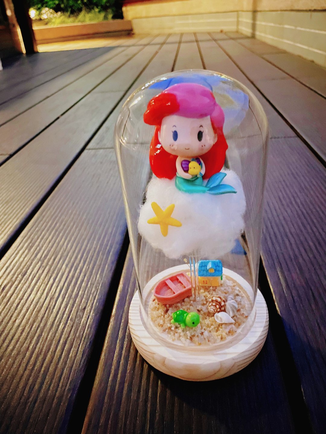 Miss。花谜 【小人物】云朵小夜灯 玻璃罩 小美人鱼 爱丽儿 公主 - 干燥花/捧花 - 植物．花 黄色
