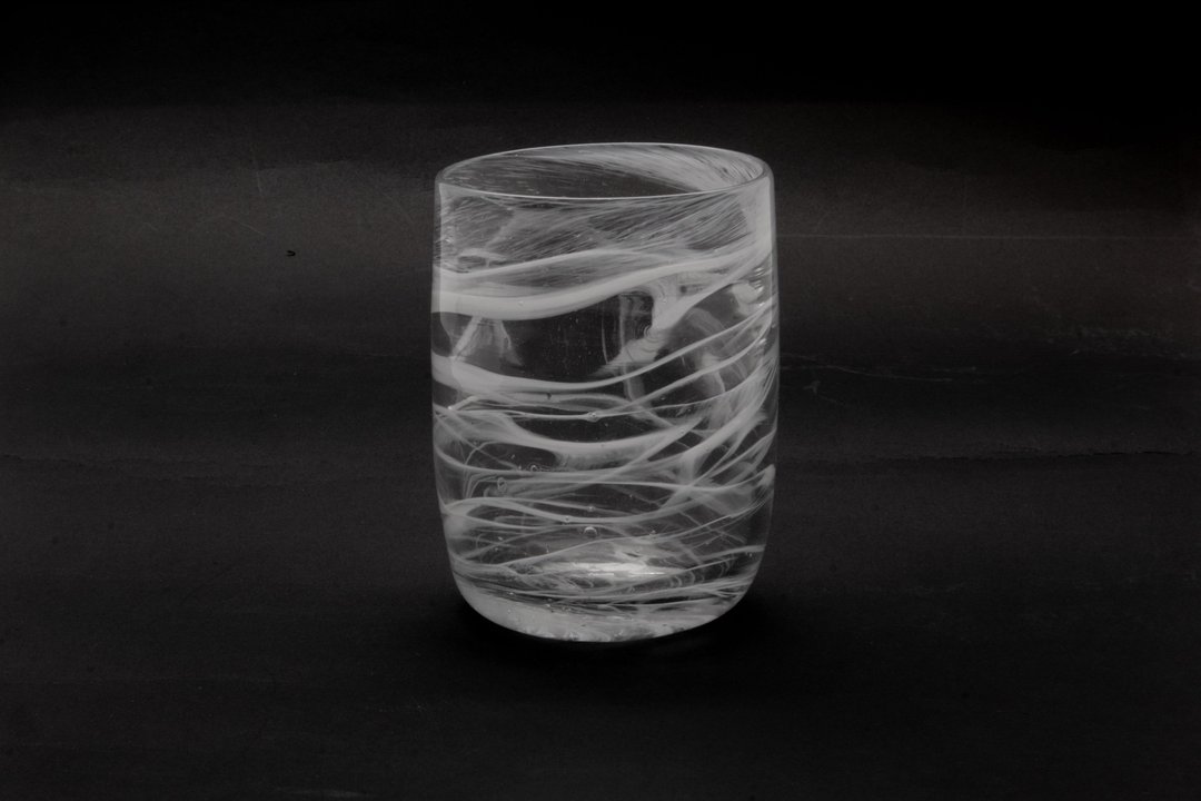 白线交织直筒玻璃杯 280ml - 玻璃杯 - 玻璃 白色