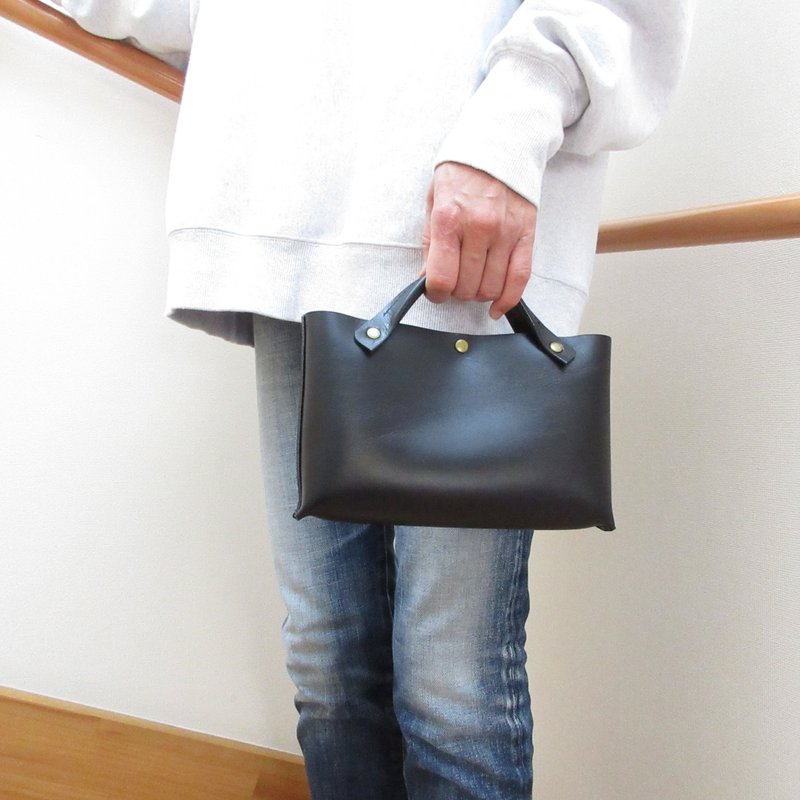 单独携带也吸睛・牛皮・包中包・手工缝制・057 - 手提包/手提袋 - 真皮 黑色