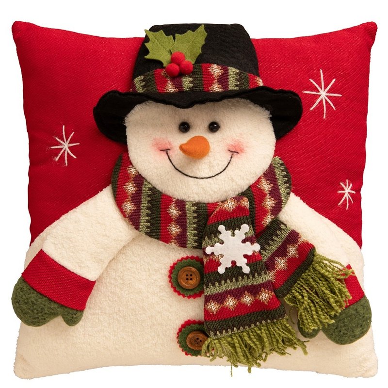 爱尔兰Belleek Living 黑礼帽圣诞雪人抱枕(绝版品限量1件) - 枕头/抱枕 - 其他人造纤维 红色