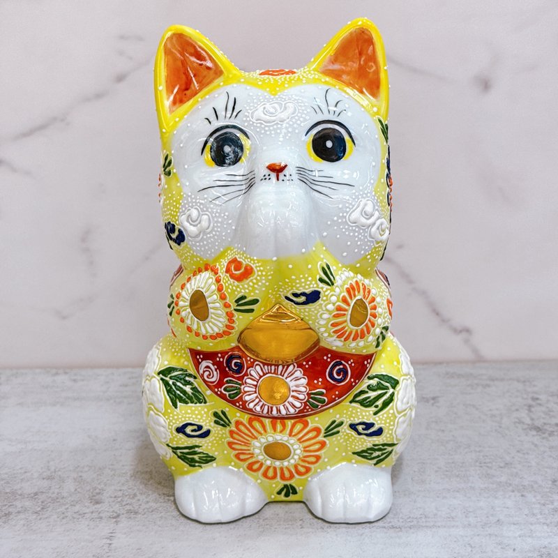 【金愿如意】日本九谷烧招财猫 | 祷告黄盛 - 摆饰 - 瓷 多色
