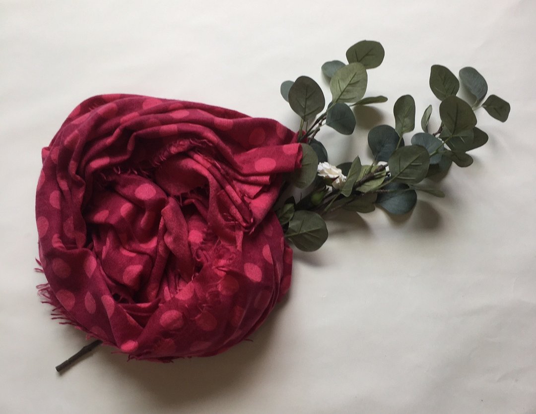 100% CASHMERE DOT PRINTED SHAWL - 丝巾 - 其他材质 粉红色