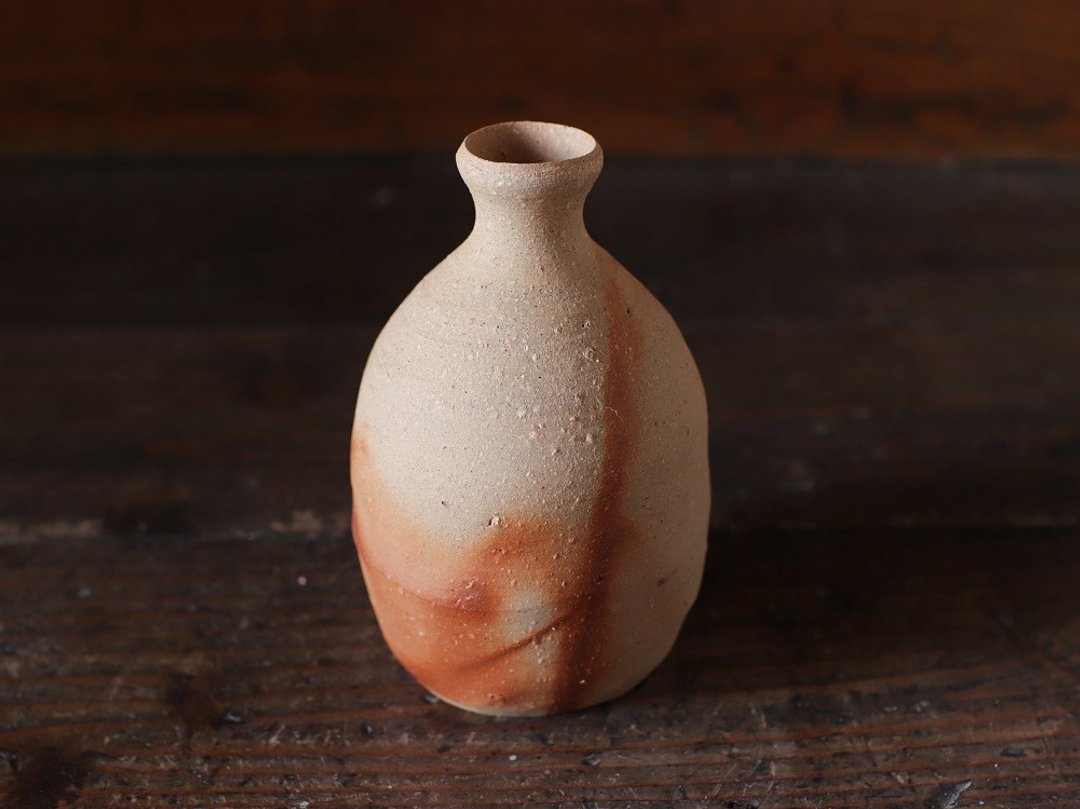 Bizen ware sake bottle, Hidasuki t-102 - 酒杯/酒器 - 陶 橘色