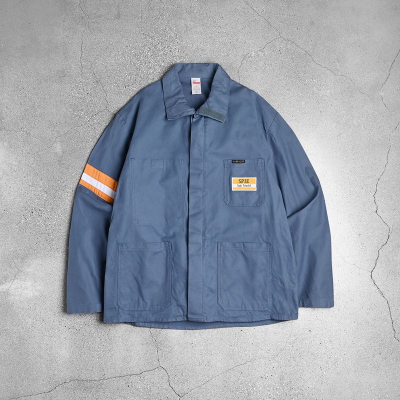 欧洲蓝染工装外套 / Vintage古着 - 男装衬衫 - 其他材质 蓝色