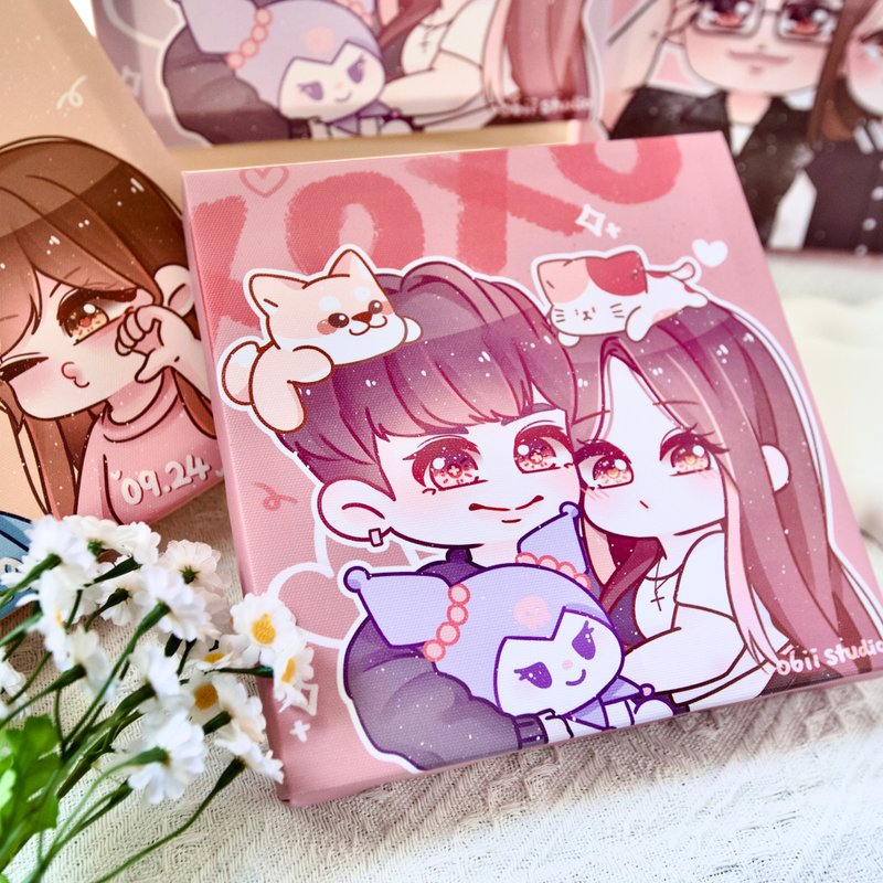 Q版似颜绘 无框画(含人物绘制费用) | uu - 订制画像 - 木头 多色