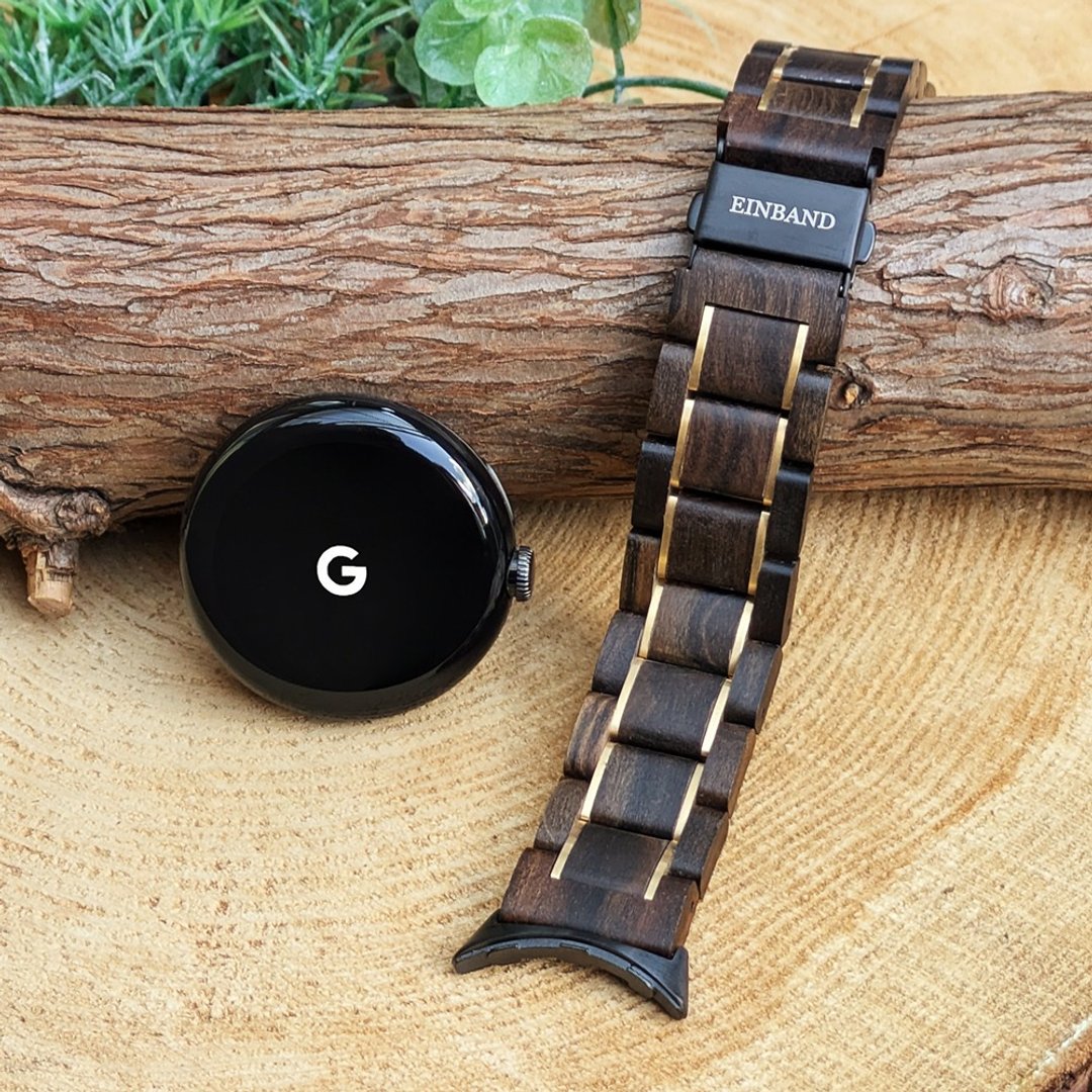 【木制表带】EINBAND Google Pixel Watch 天然木表带 檀香木×金色 - 女表 - 木头 咖啡色