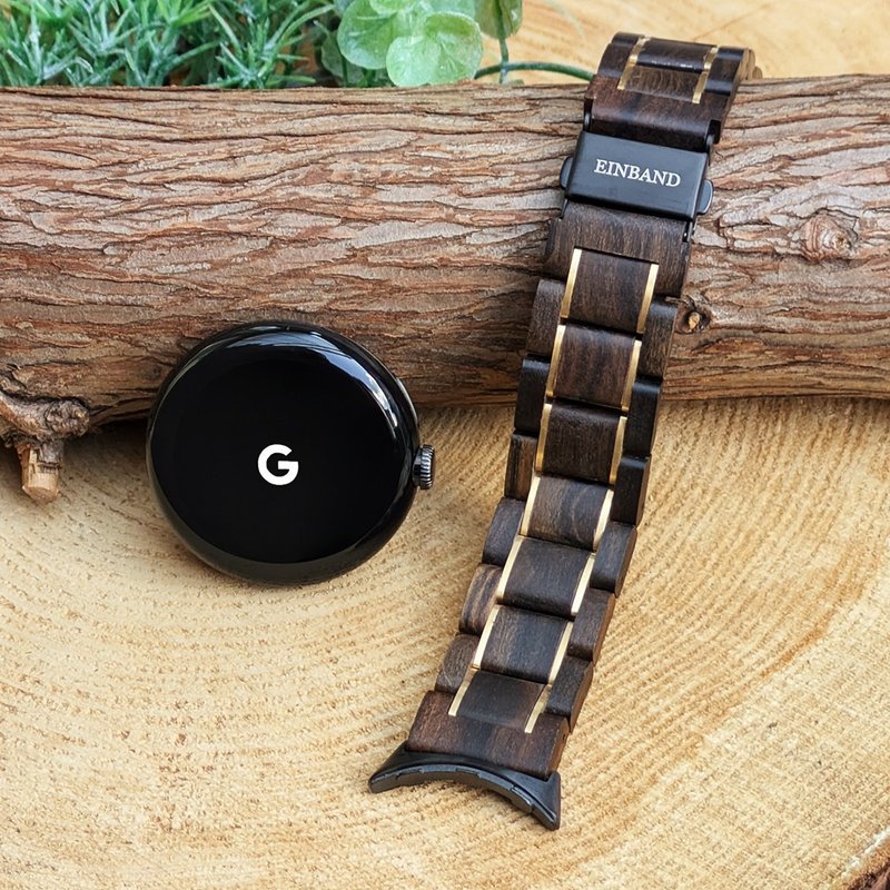 [木表带]EINBAND Google Pixel Watch 天然木表带 檀香 x金 - 女表 - 木头 咖啡色