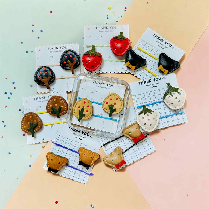 可爱的真皮装饰发夹，适合在任何节日赠送，作为礼物或日常配饰。 - 发饰 - 真皮 