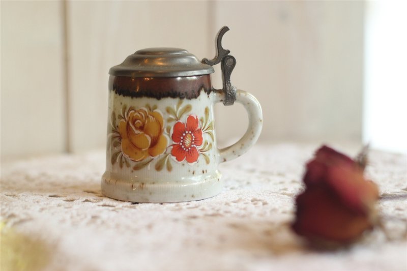 【好日恋物】德国 VINTAGE 早期烈酒壶/糖罐/迷你花器/手绘花朵植物 - 摆饰 - 陶 