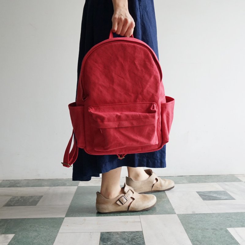 MOGU/帆布后背包/西瓜红/Mountain Kid 山孩子 - 后背包/双肩包 - 棉．麻 红色