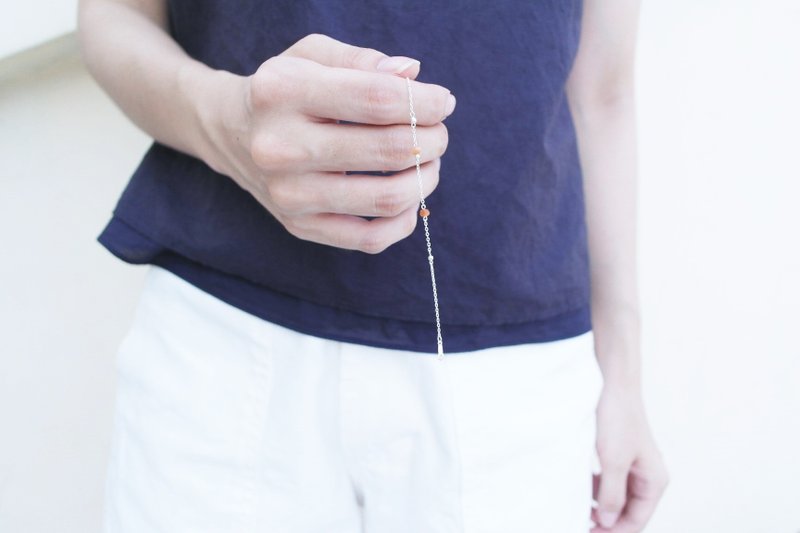 《银矿系列》迷你太阳石 纯银极细手链 - 手链/手环 - 宝石 