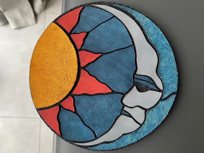 月亮和太阳马赛克皮革垫；马赛克办公桌记事本；皮革垫；拼凑而成； - 其他 - 真皮 多色