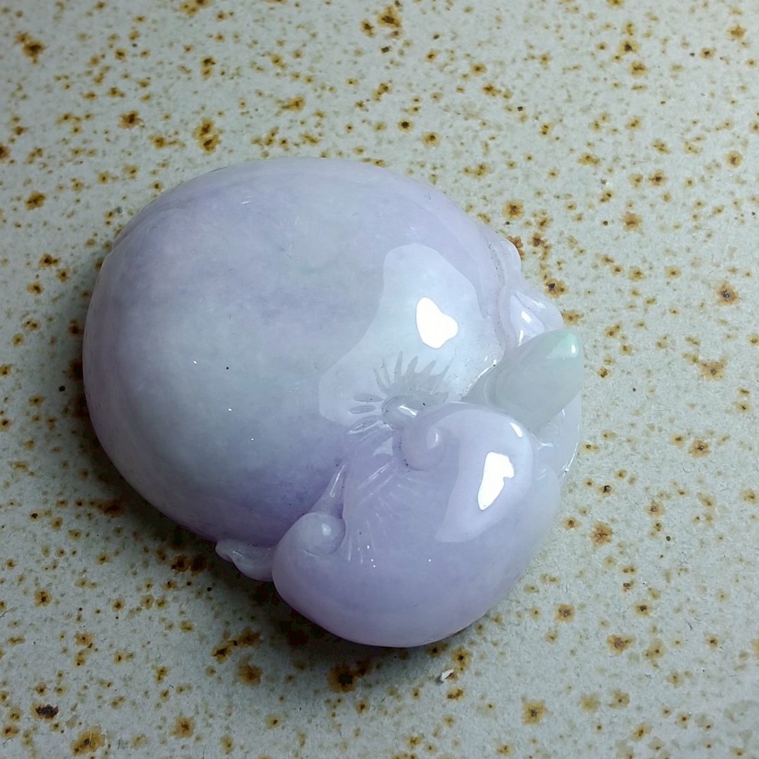 J0235天然翡翠A货 . 细糯紫罗兰春带彩如意寿桃.幸福健康.挂饰. - 摆饰 - 玉石 