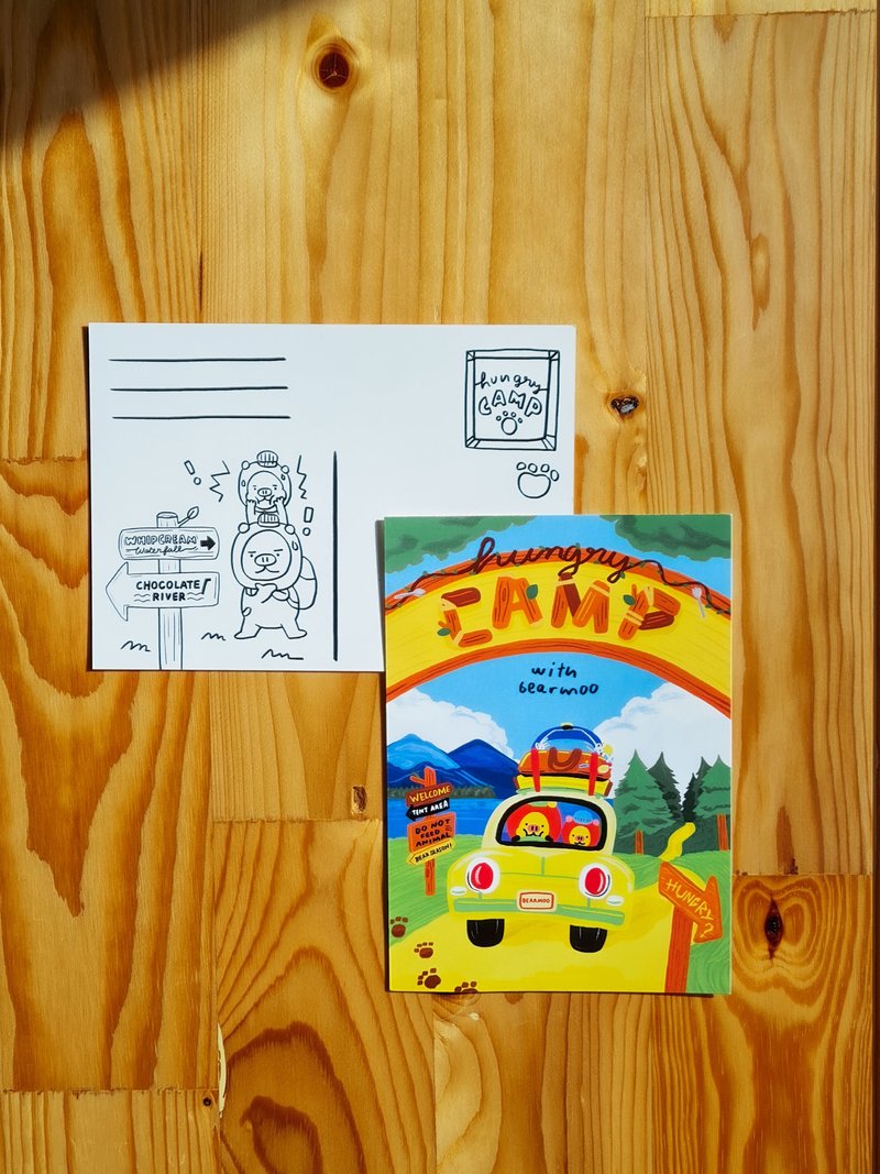 Bearmoo Hungry camp Postcard - 卡片/明信片 - 纸 多色