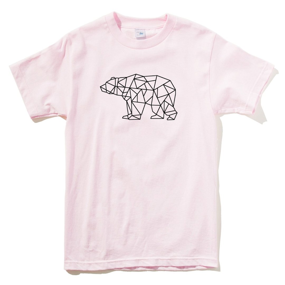 Bear Geometric 男女短袖T恤 浅粉色 几何 熊 礼物 文青 情人 - 女装 T 恤 - 棉 粉红色