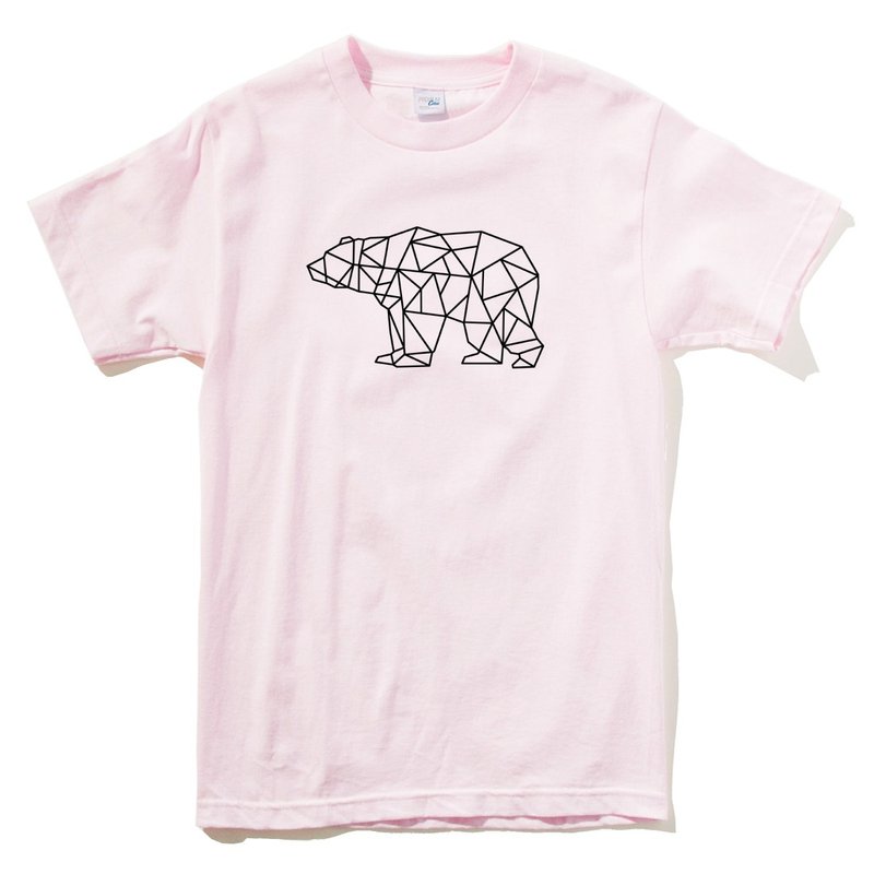 Bear Geometric 男女短袖T恤 浅粉色 几何 熊 礼物 文青 情人 - 女装 T 恤 - 棉 粉红色