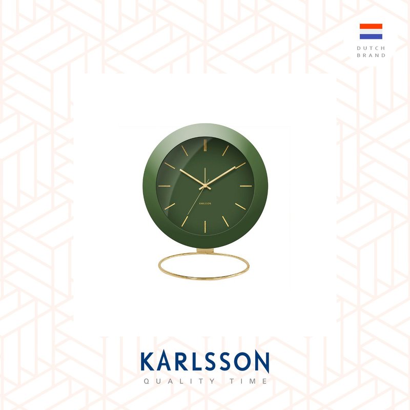 荷兰Karlsson, Alarm clock Globe green w. gold plated stand - 时钟/闹钟 - 其他金属 绿色