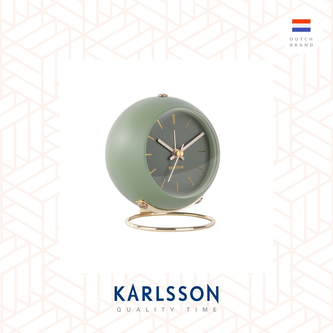 荷兰Karlsson, Alarm clock Globe green w. gold plated stand - 时钟/闹钟 - 其他金属 绿色