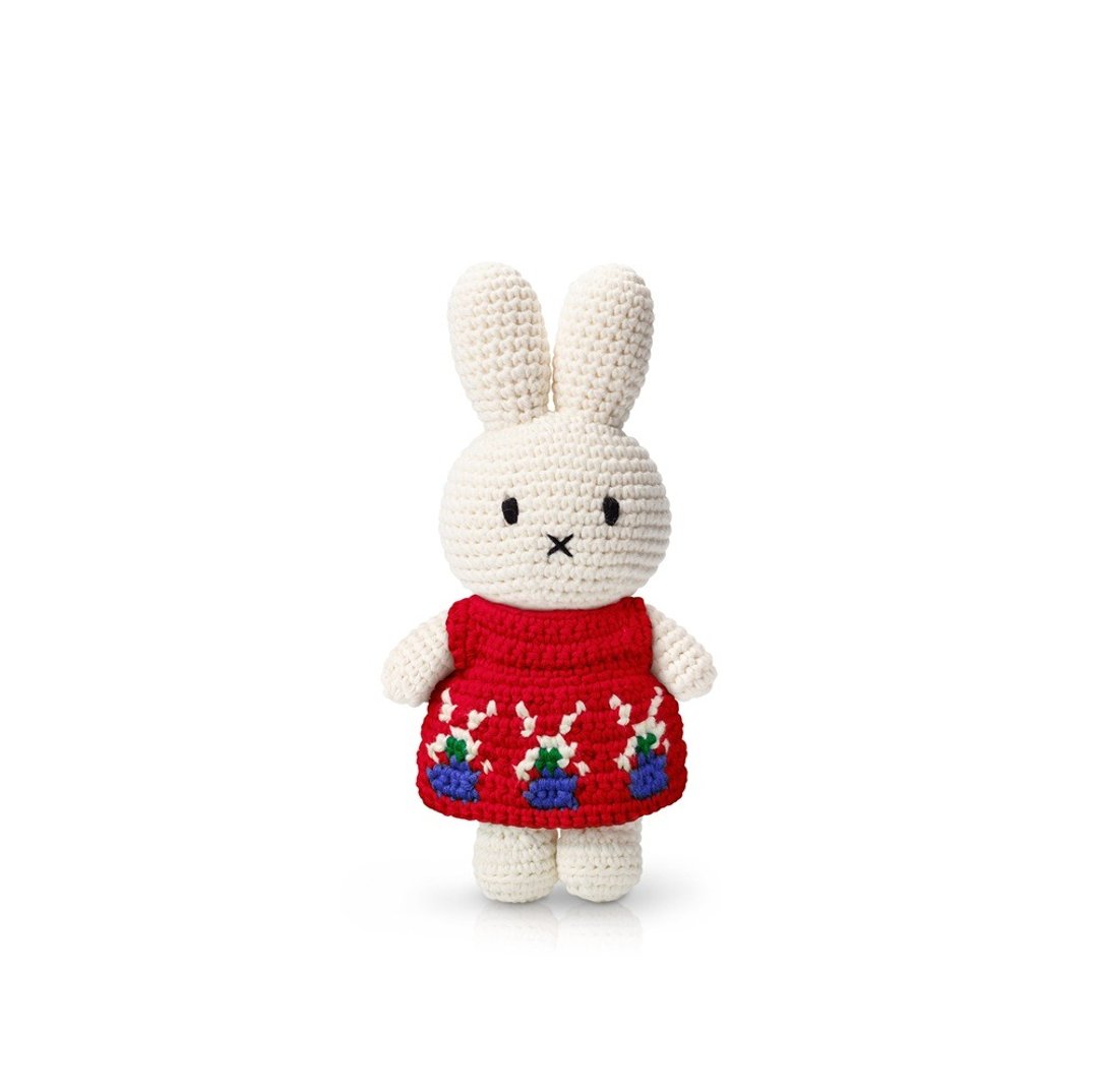 荷兰 Just Dutch | Miffy 米飞兔 编织娃娃 荷兰风车洋装 - 玩偶/公仔 - 棉．麻 红色