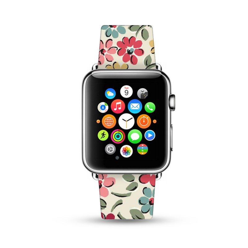 可爱小花 Apple Watch 真皮手表带 38 40 42 44 mm Series 5 -005 - 表带 - 真皮 黄色