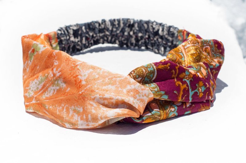 法式手工发带/缤纷花朵发带/松紧发带/手工丝绸发带-法国复古花朵 - 发带/发箍 - 丝．绢 多色