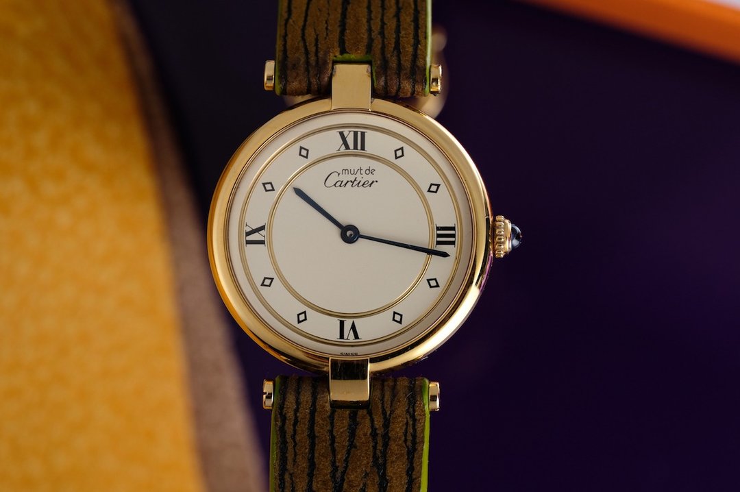 Cartier must de 1980s vintage watch 卡地亚 女表 925银 18k 金 - 女表 - 纯银 金色