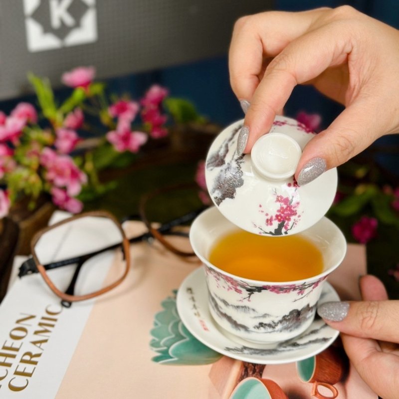 樱啼春晓功夫杯/中国风/泡茶/杯盖 - 茶具/茶杯 - 瓷 