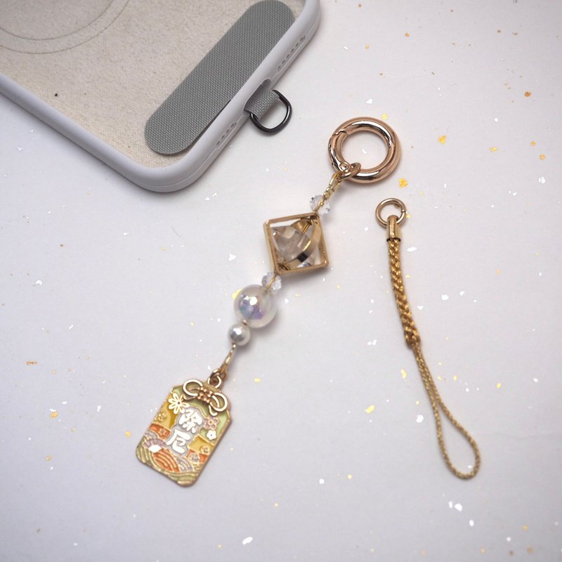 祈愿 除厄御守 闪灵钻 电话挂饰 / 包挂 / 车挂 白水晶 附连接垫 - 吊饰 - 水晶 黄色