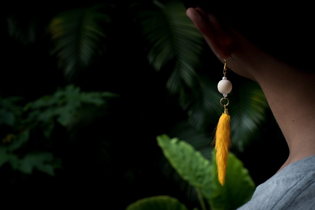 参楼【金色余韵_Champagne Gold Earrings】毛茸系 | 中性款 - 耳环/耳夹 - 铜/黄铜 