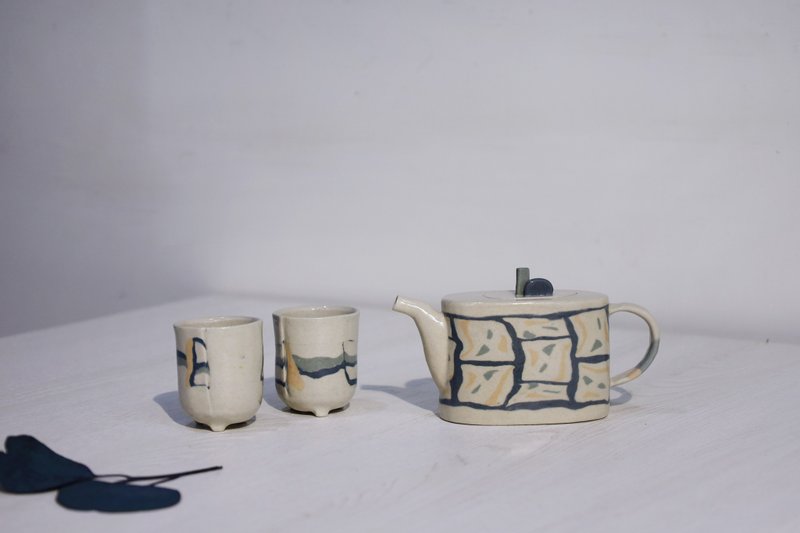 撞色茶壶组(一壶二杯) - 茶具/茶杯 - 陶 