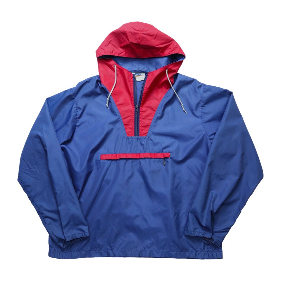 70-80s NIKE 美国制 宝蓝色尼龙套头衫 防风罩衫 - 男装外套 - 尼龙 蓝色
