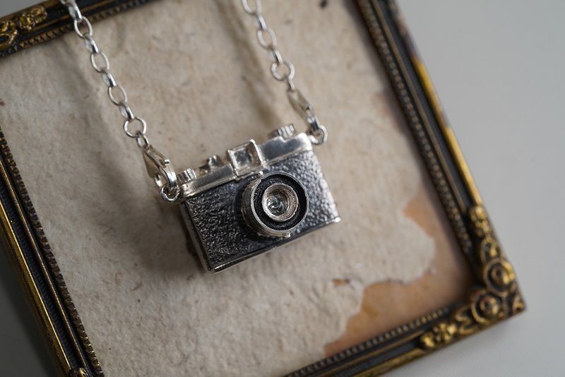 925 纯银非林相机吊咀(P260) - 连SN3/24寸银链- 手作 - 项链 - 纯银 黑色