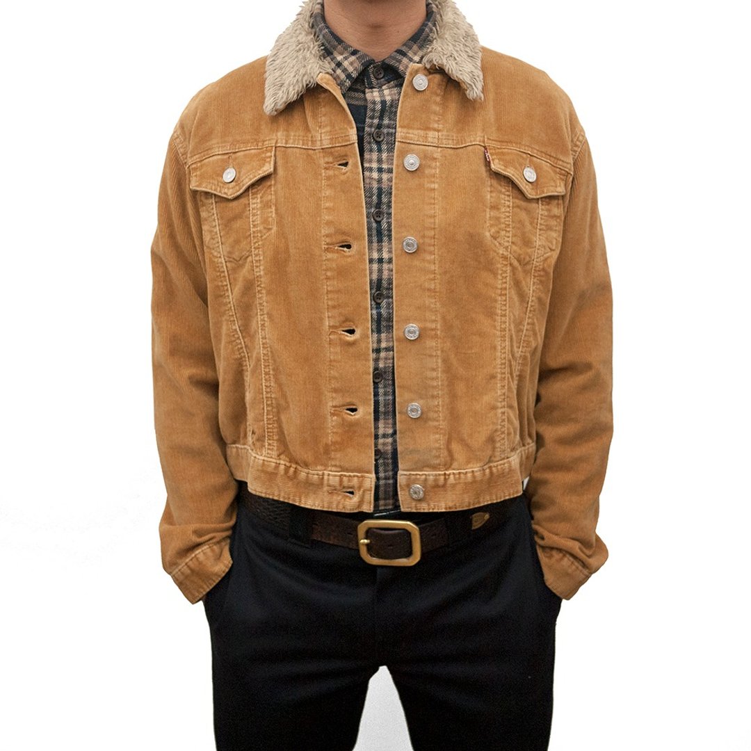 LEVI'S 灯芯绒外套 卡其 毛领 二手 古着 - 男装外套 - 棉．麻 卡其色