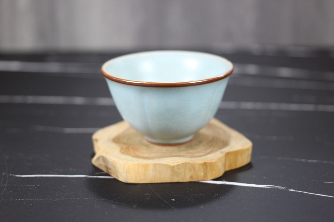 【沐春生活】祥亿窑 天青汝窑 葵口茶杯 莺歌陶艺名家叶敏祥作 - 茶具/茶杯 - 瓷 
